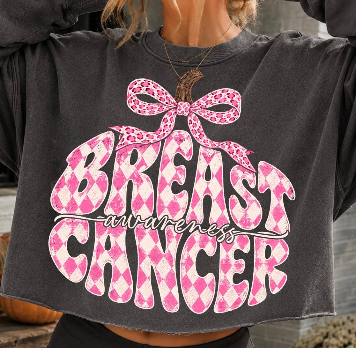 Breast Cancer Awareness Argyle Bow