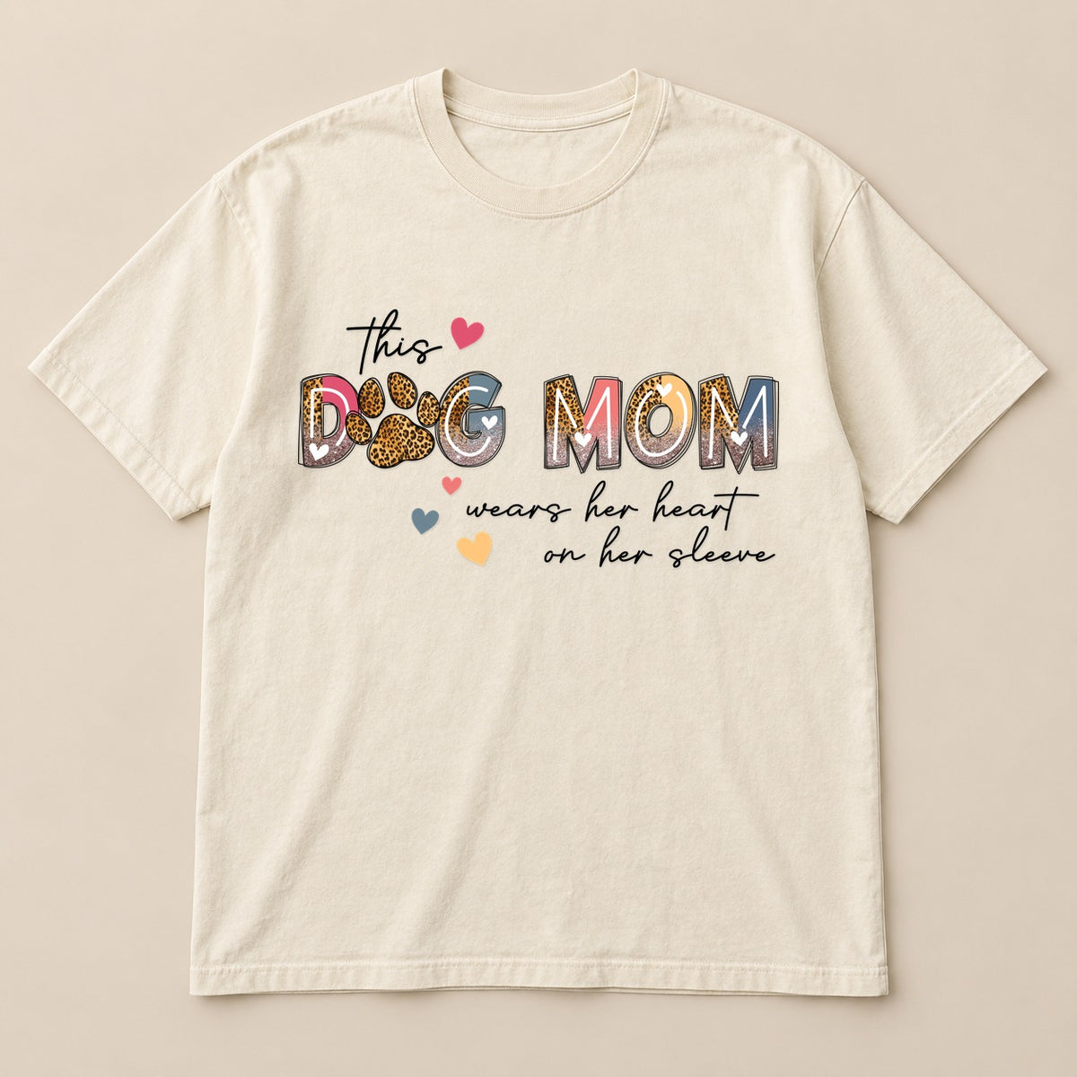 Dog Mom Heart On Her Sleeve Tee | Comfort Colors on a real Comfort Colors shirt