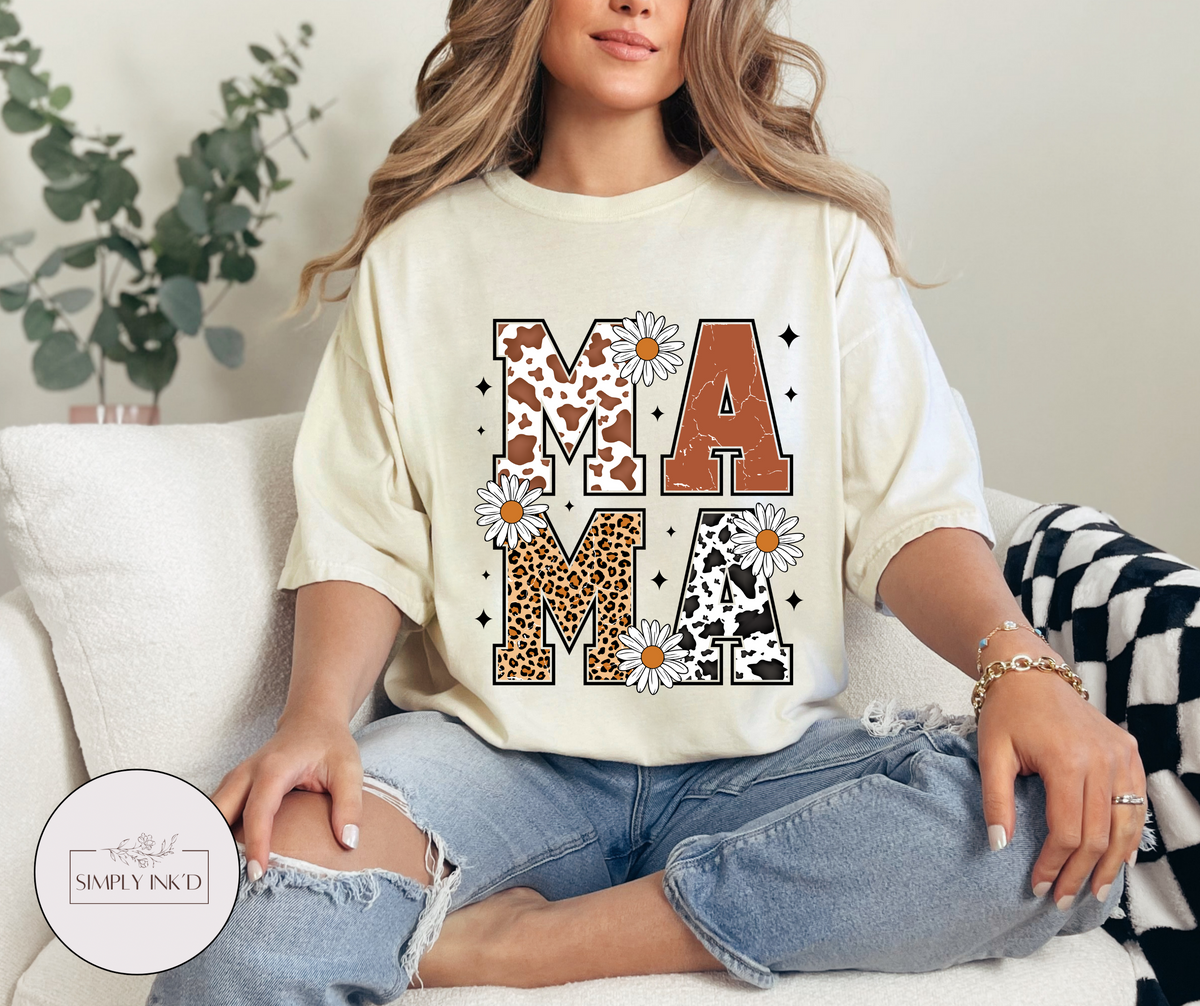 Patchwork Mama Tee | Comfort Colors shown on a real Comfort Colors shirt