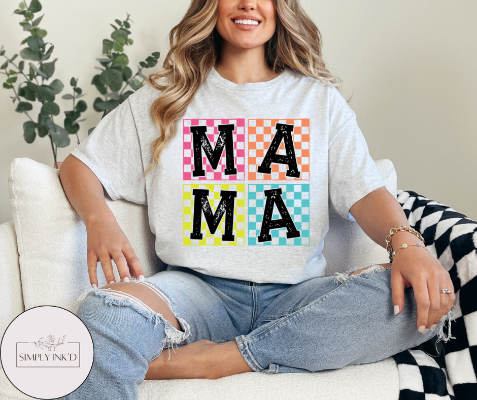 Color Block Mama Tee | Comfort Colors shown on a real Comfort Colors shirt