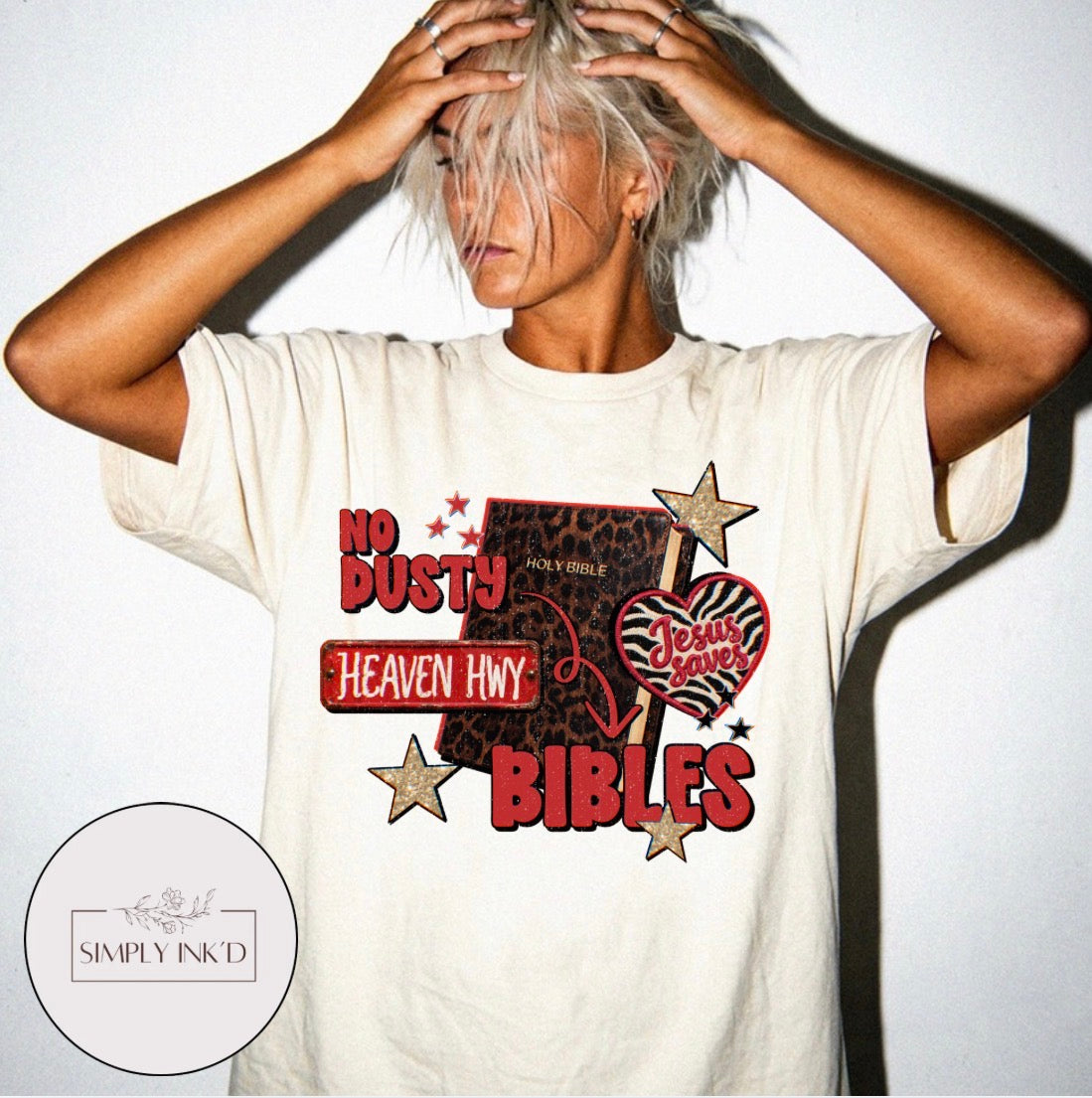 No Dusty Bibles | Leopard Bible Comfort Colors Tee on Comfort Colors Ivory