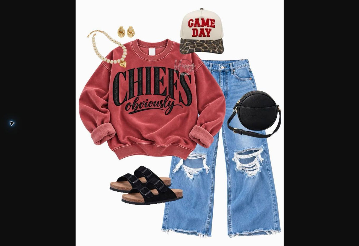 Obviously Chiefs Crewneck Sweatshirt – Red mockup