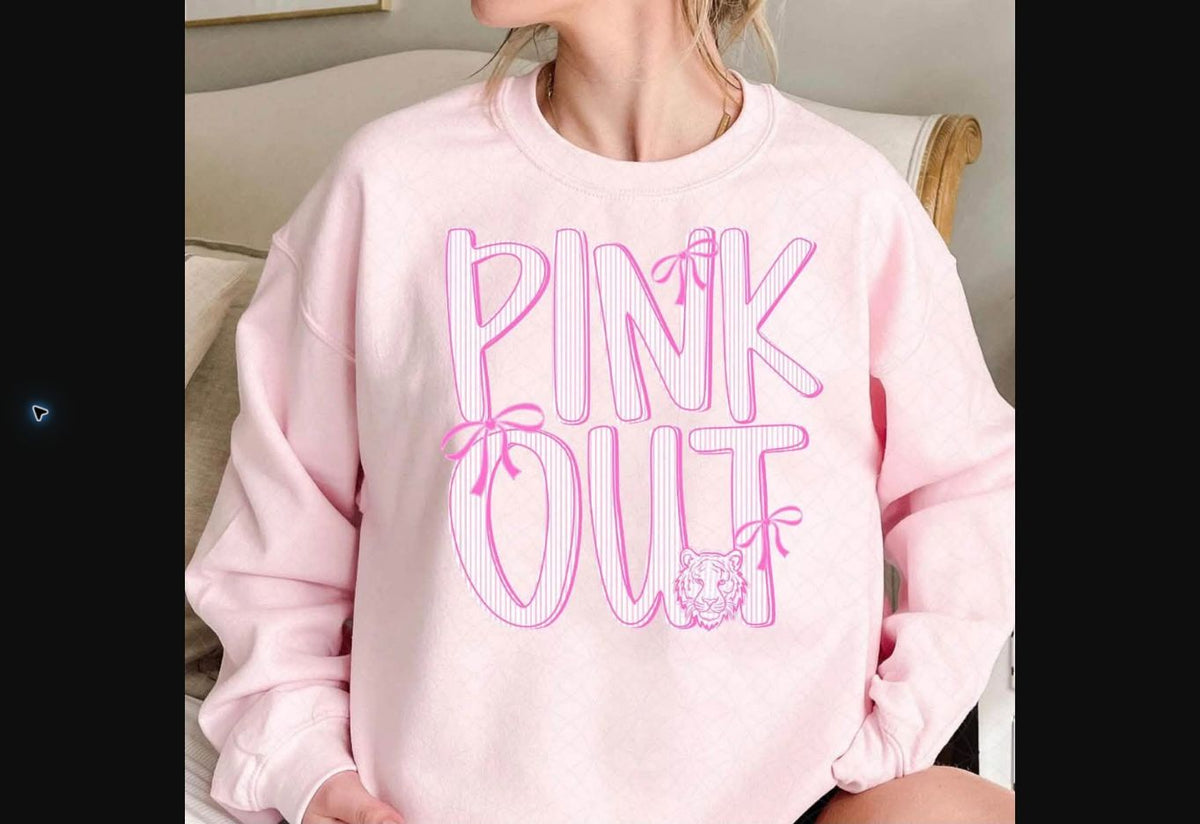 Pink Out Line Art Crewneck Sweatshirt – Light Pink mockup