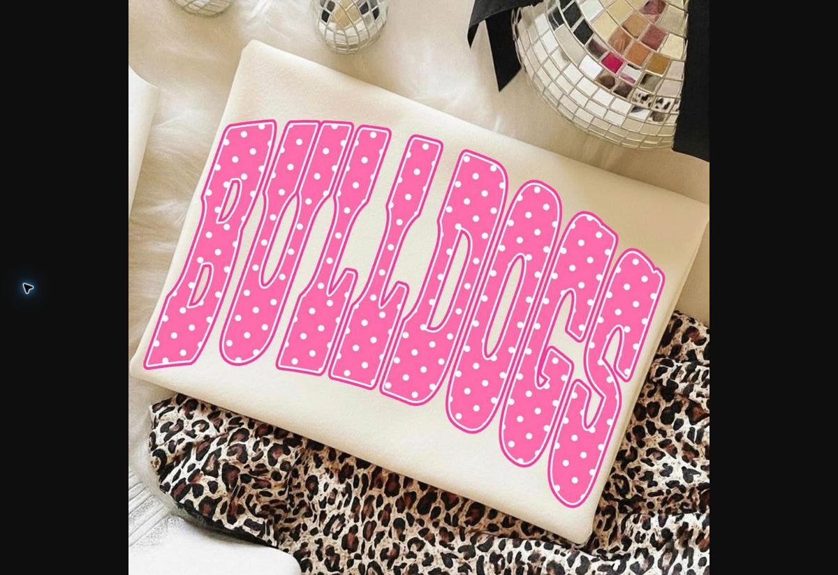 Bulldogs Pink Polka Dot Tee – White mockup
