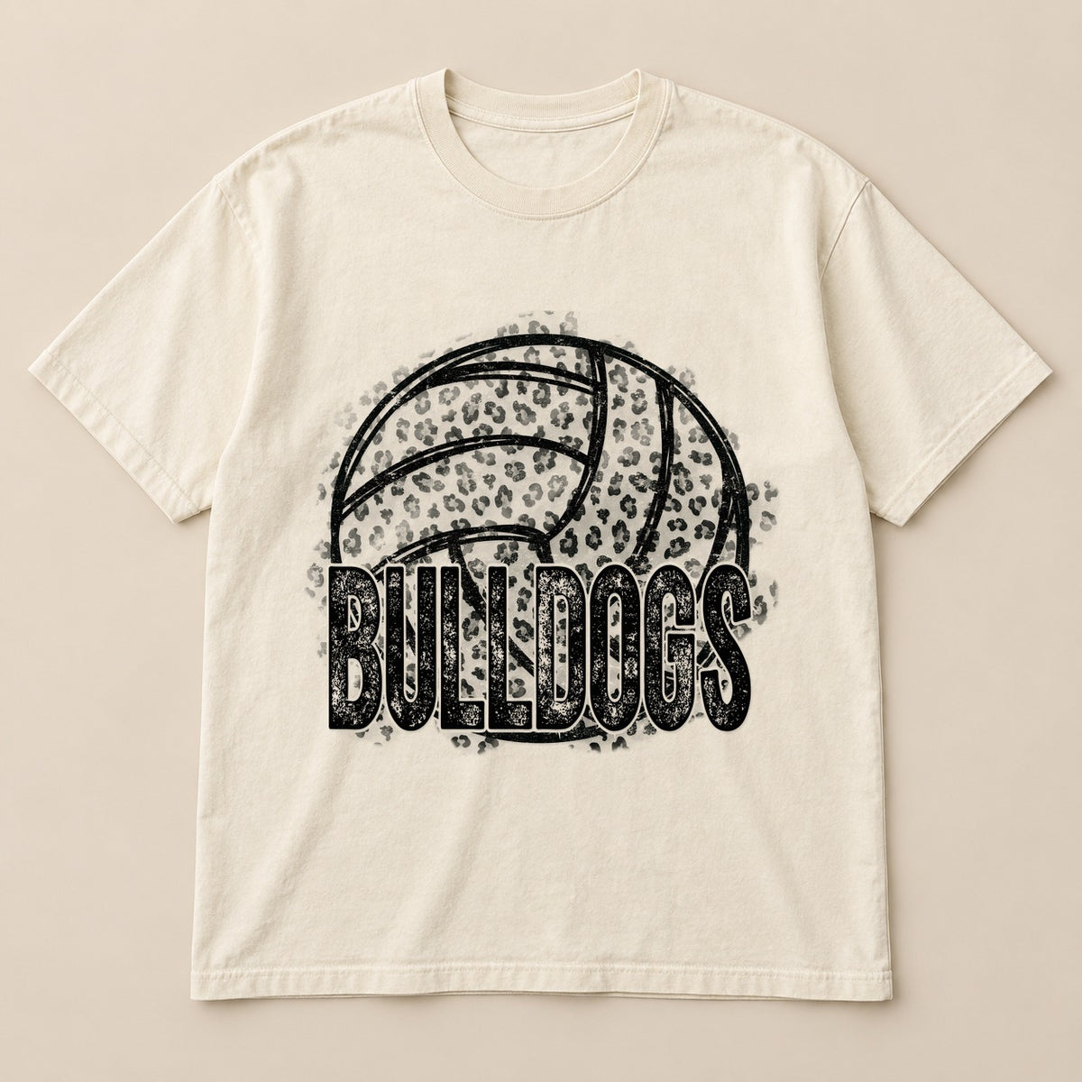 Bulldogs Volleyball Leopard Tee on a real Comfort Colors shirt