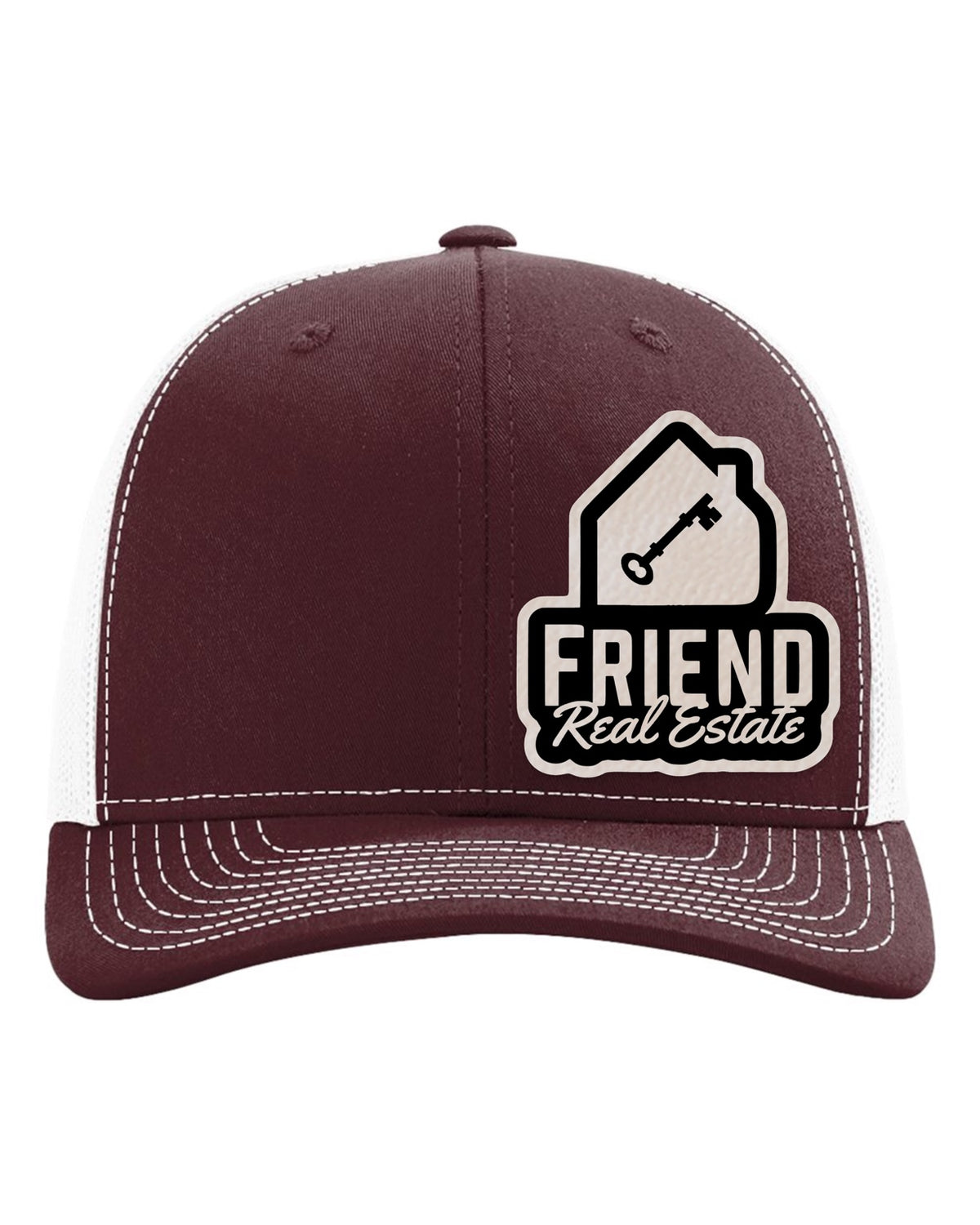 Friend Real Estate Richardson 112 custom patch hat – Maroon / White