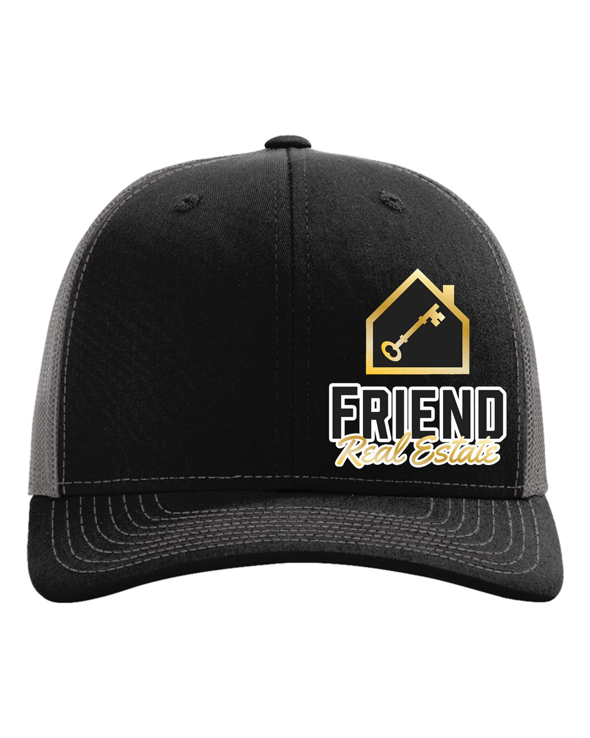 Friend Real Estate Richardson 112 DTF printed hat – Black / Charcoal