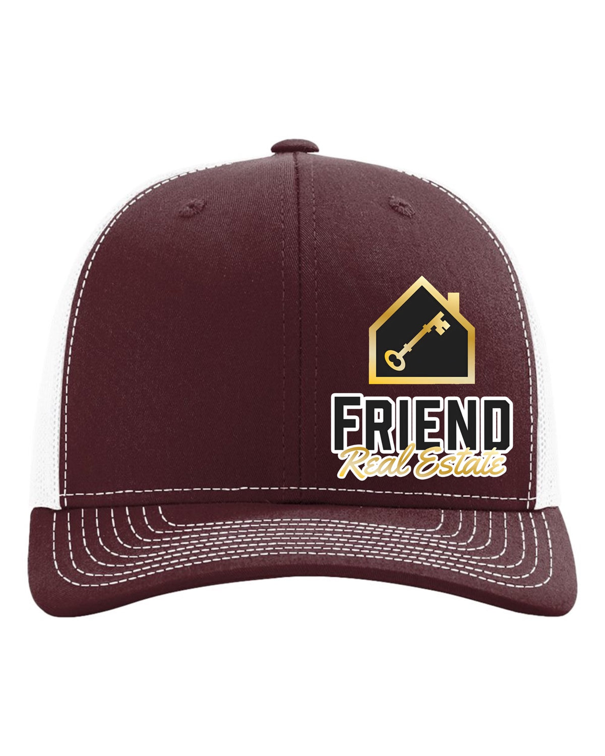 Friend Real Estate Richardson 112 DTF printed hat – Maroon / White