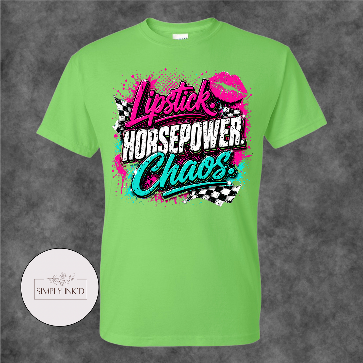 Lipstick, Horsepower & Chaos Graphic Tee