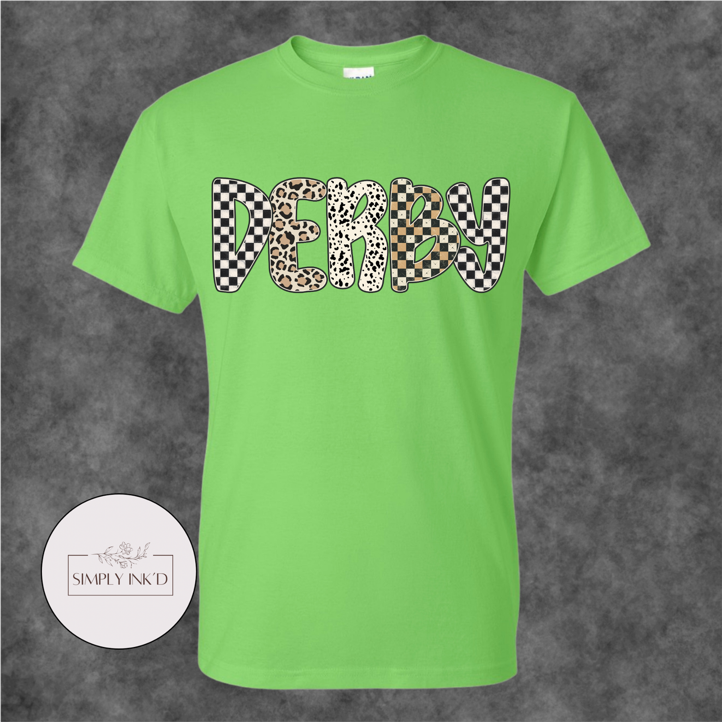 Derby Checkered & Leopard Graphic Tee