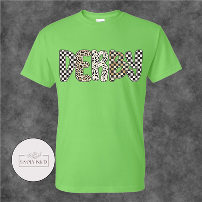 Derby Checkered & Leopard Graphic Tee