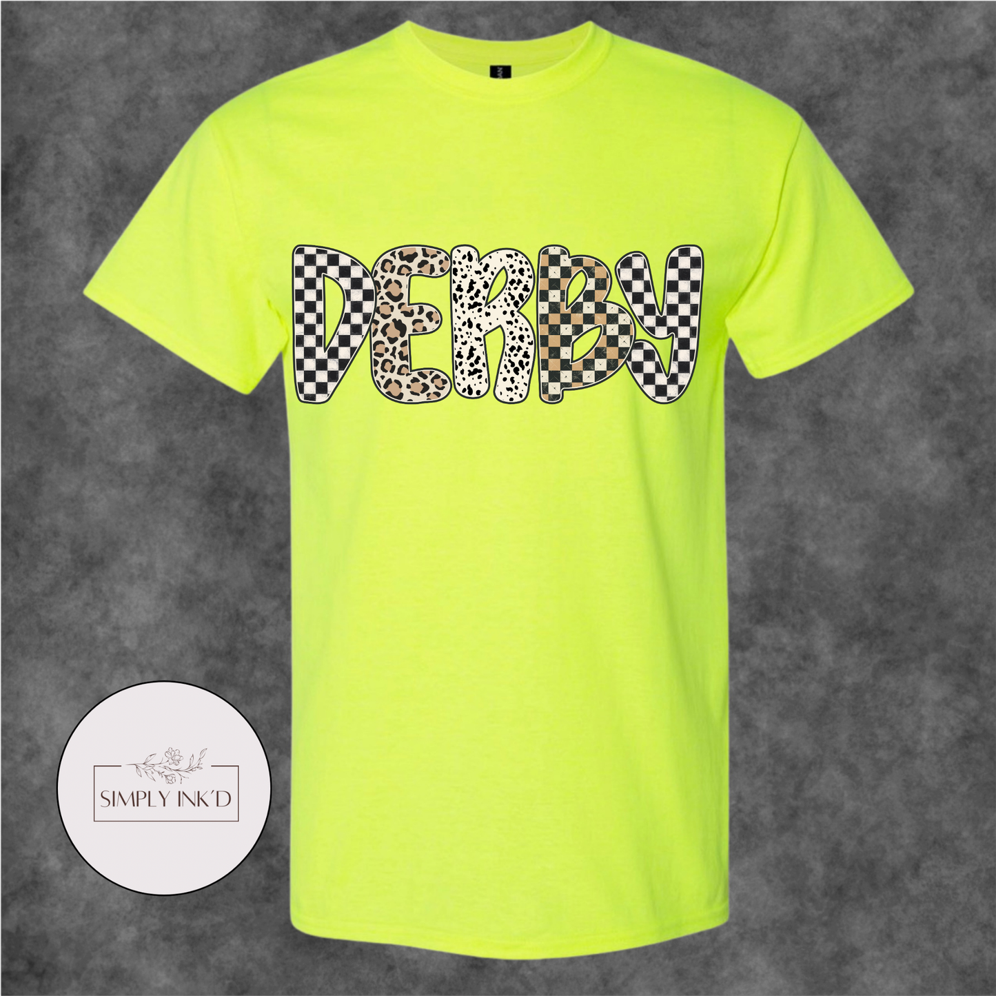 Derby Checkered & Leopard Graphic Tee