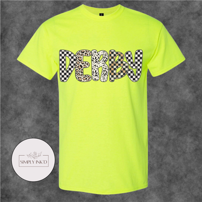 Derby Checkered & Leopard Graphic Tee