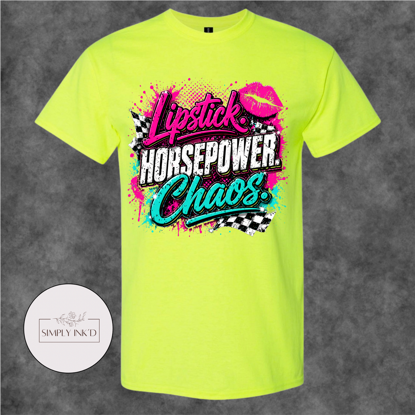Lipstick, Horsepower & Chaos Graphic Tee