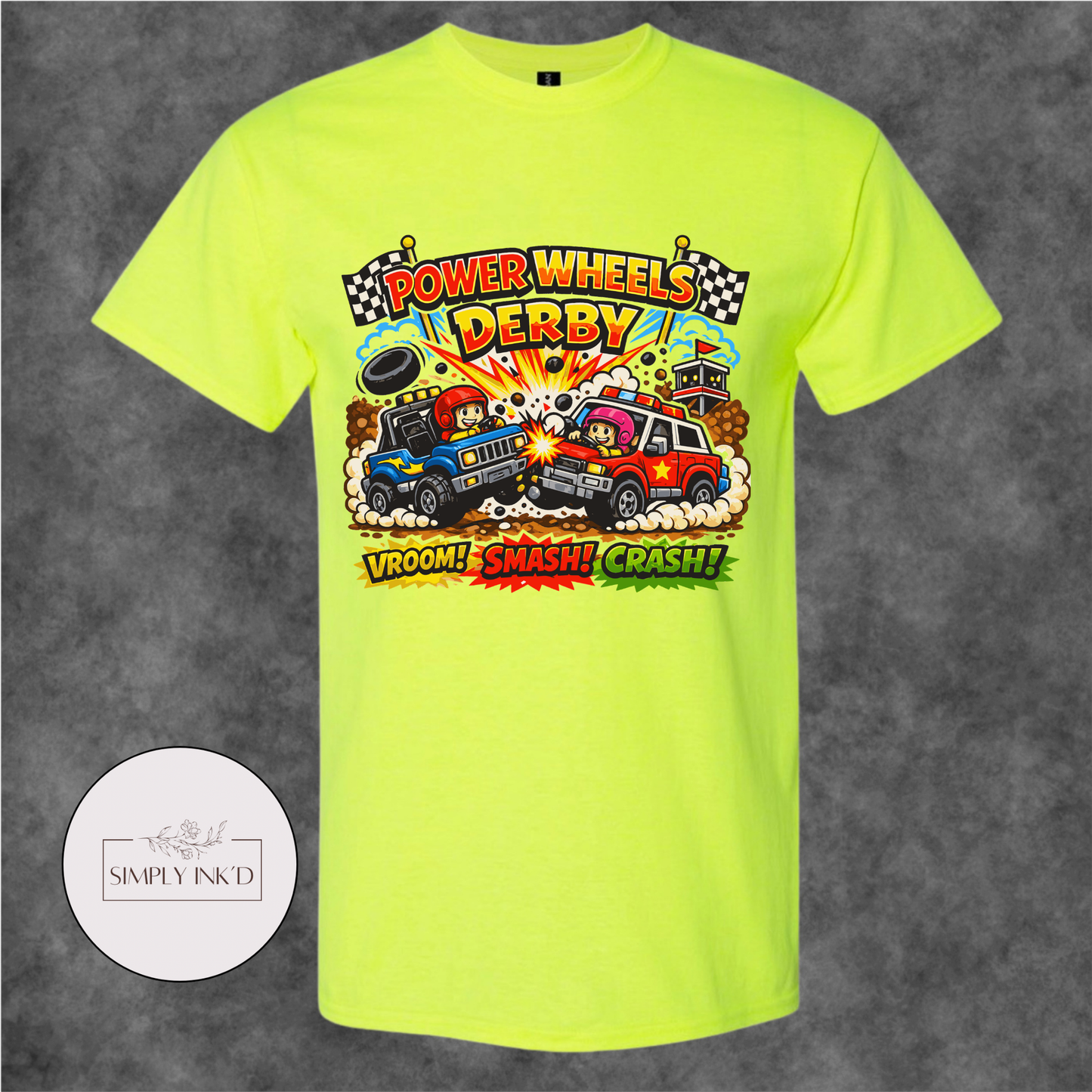Tiny Tires, Big Crashes Power Wheels Derby Tee