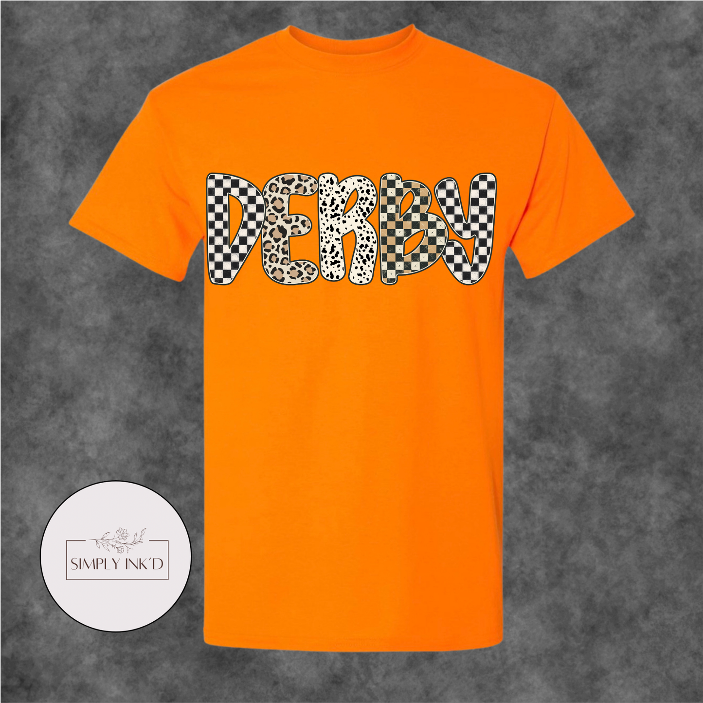 Derby Checkered & Leopard Graphic Tee