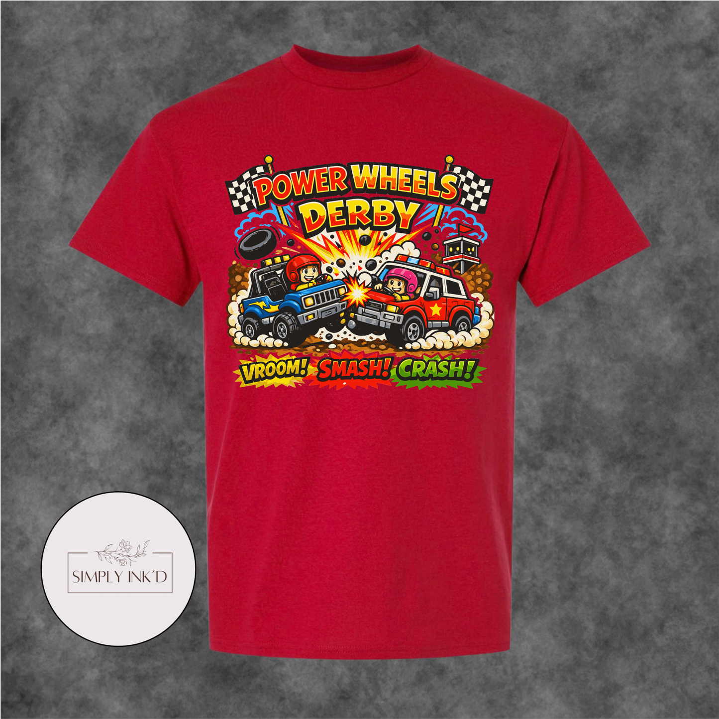 Tiny Tires, Big Crashes Power Wheels Derby Tee