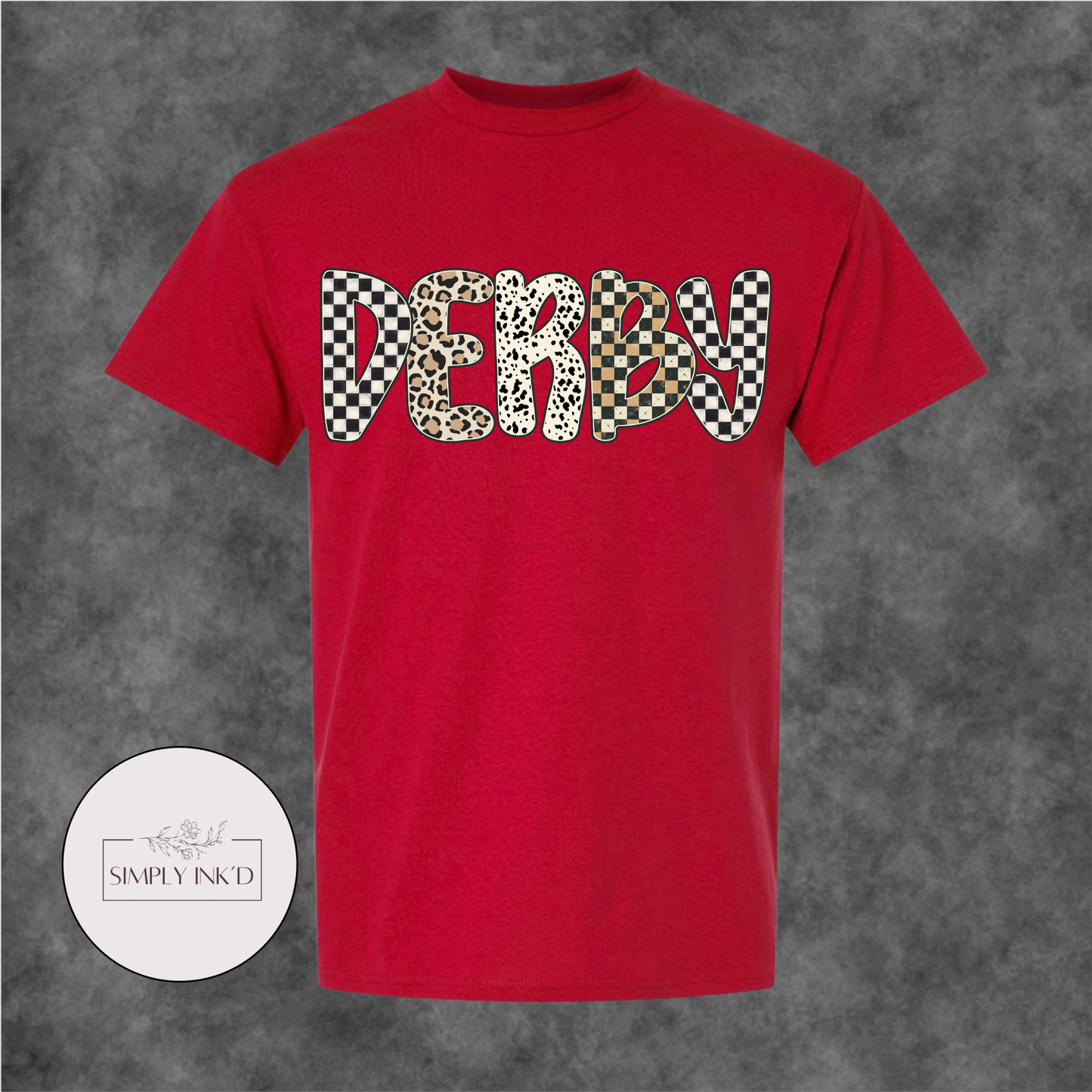 Derby Checkered & Leopard Graphic Tee