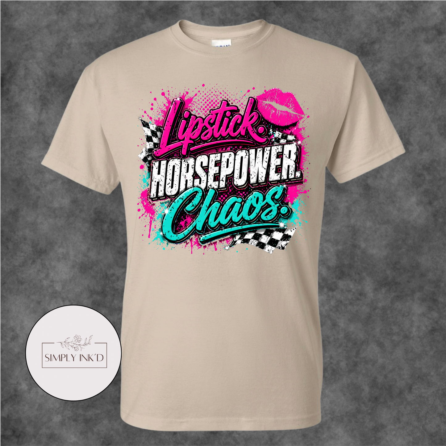 Lipstick, Horsepower & Chaos Graphic Tee