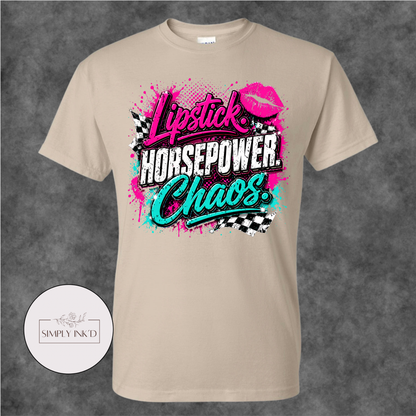 Lipstick, Horsepower & Chaos Graphic Tee