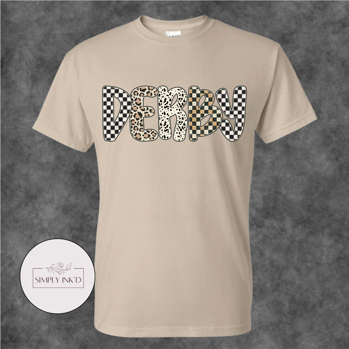 Derby Checkered & Leopard Graphic Tee
