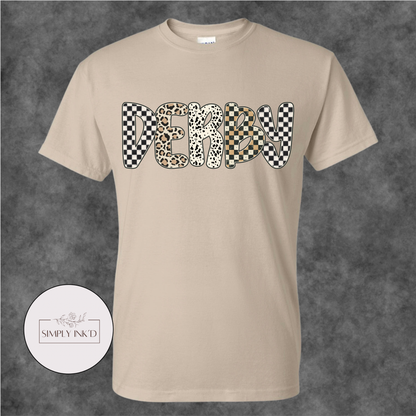 Derby Checkered & Leopard Graphic Tee
