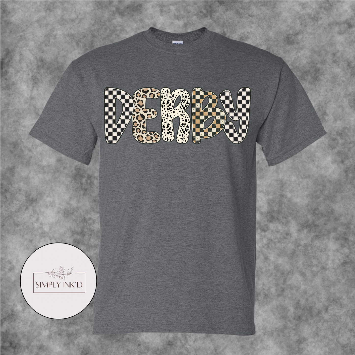 Derby Checkered & Leopard Graphic Tee