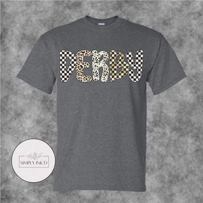 Derby Checkered & Leopard Graphic Tee