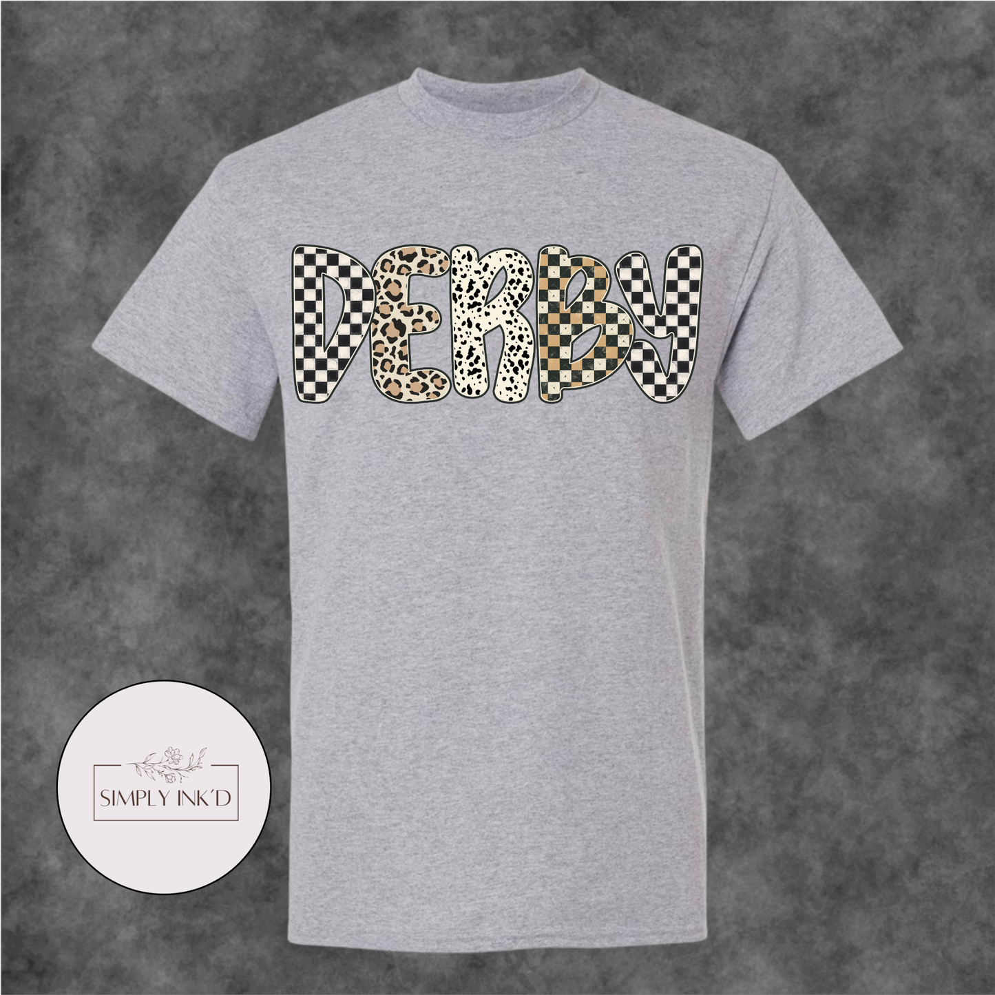 Derby Checkered & Leopard Graphic Tee