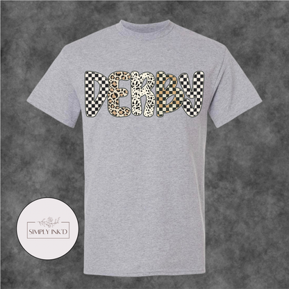Derby Checkered & Leopard Graphic Tee