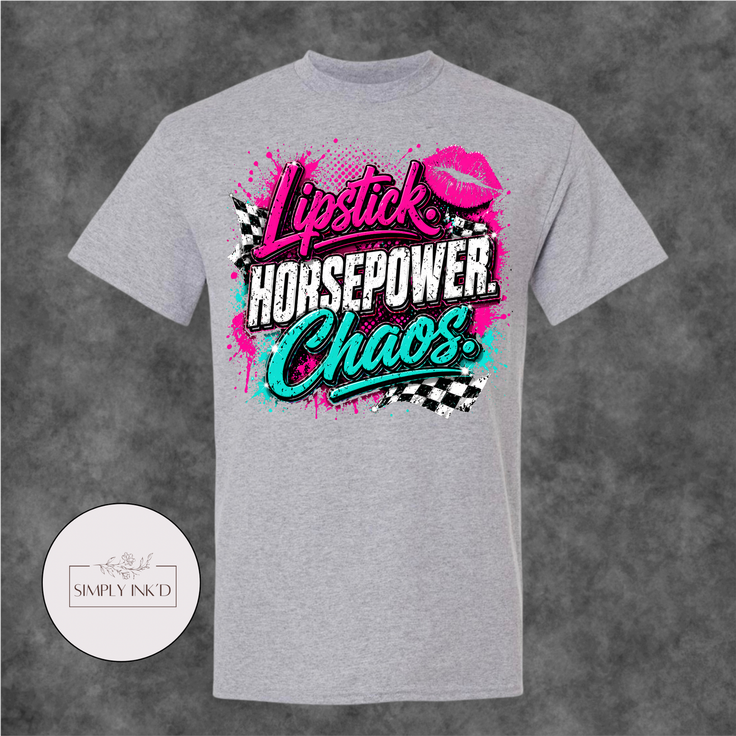 Lipstick, Horsepower & Chaos Graphic Tee