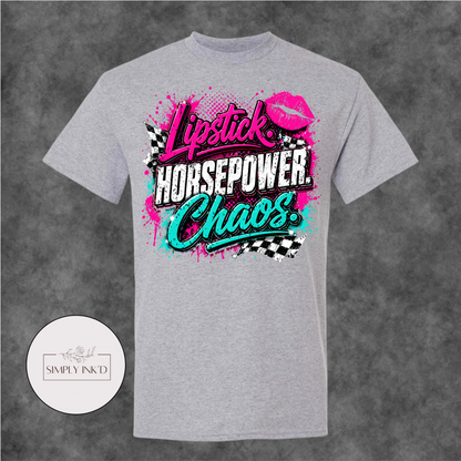 Lipstick, Horsepower & Chaos Graphic Tee