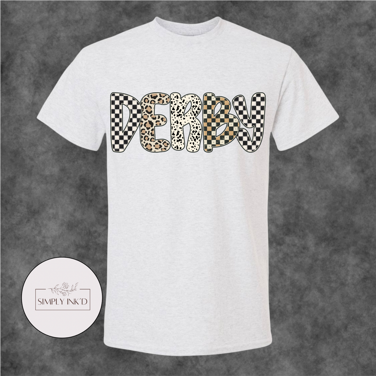 Derby Checkered & Leopard Graphic Tee