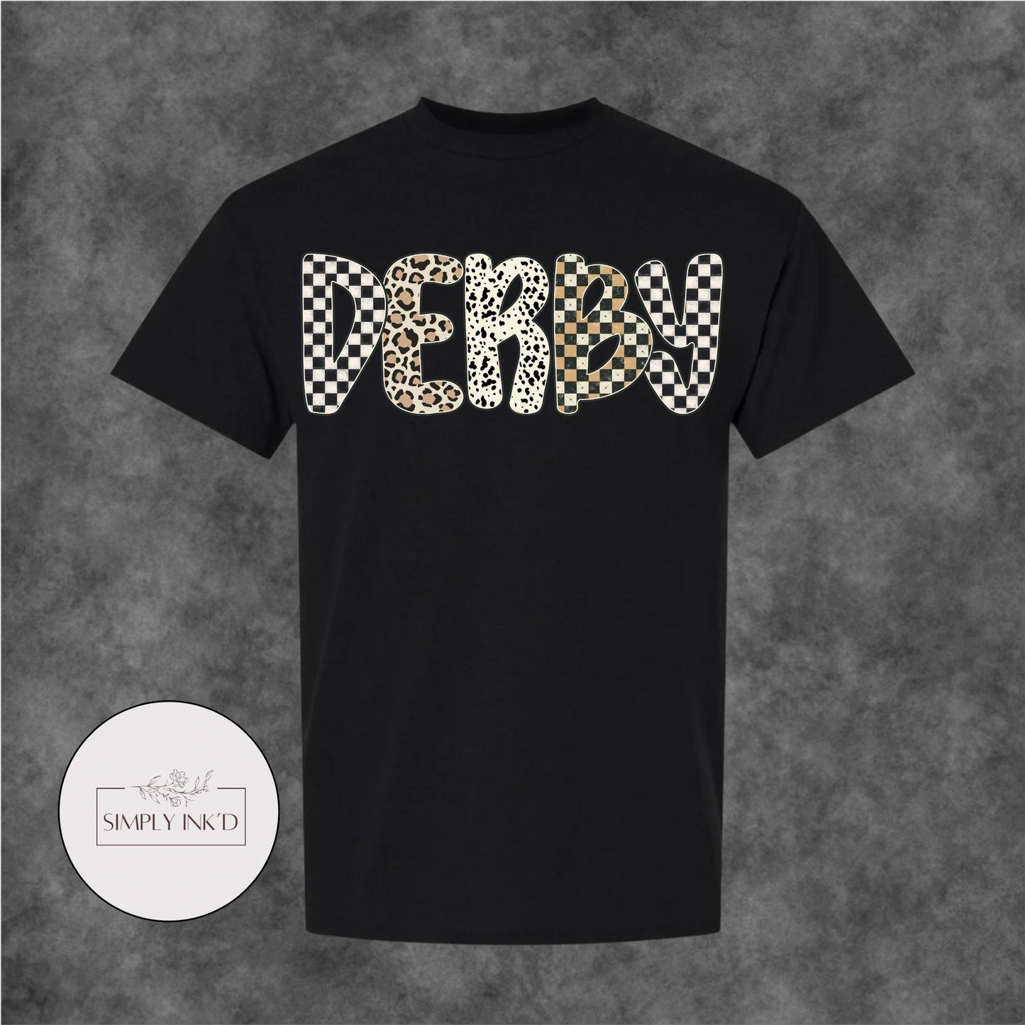 Derby Checkered & Leopard Graphic Tee
