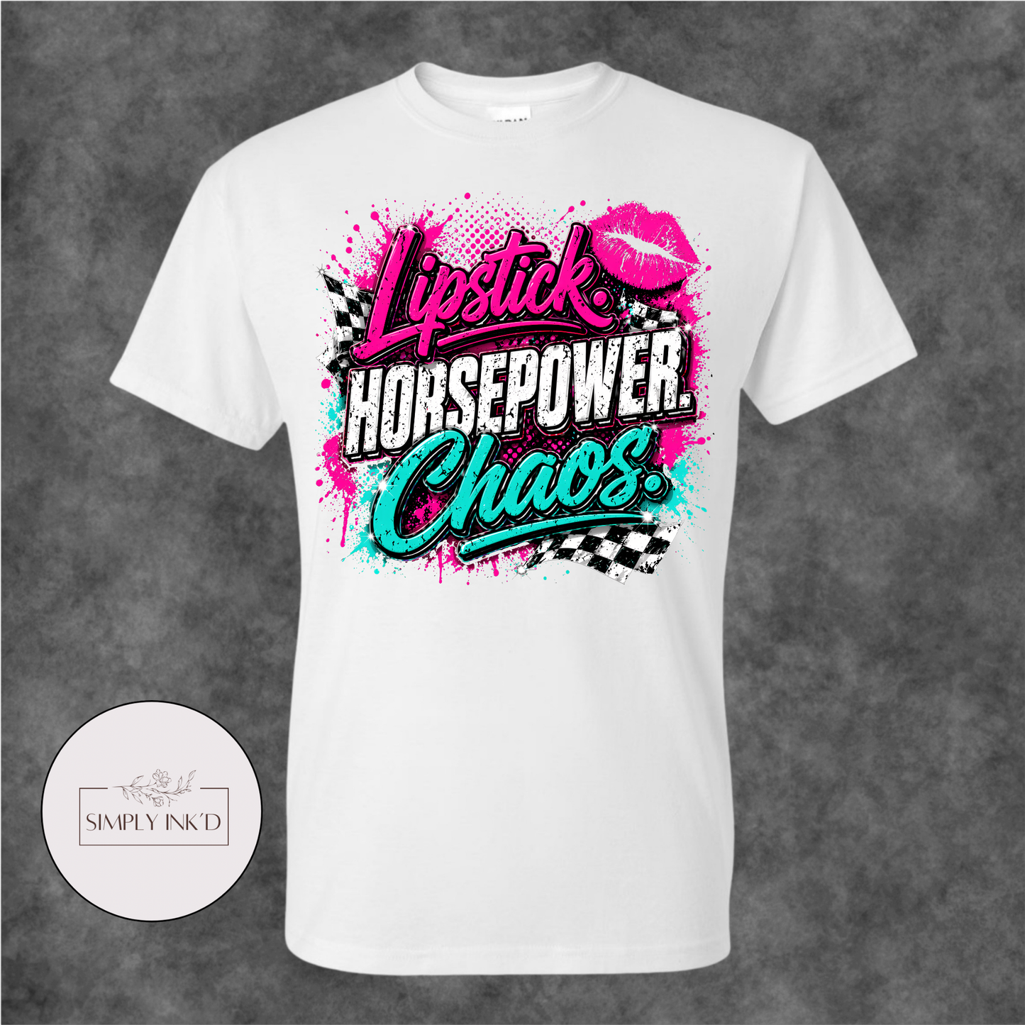Lipstick, Horsepower & Chaos Graphic Tee