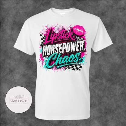 Lipstick, Horsepower & Chaos Graphic Tee