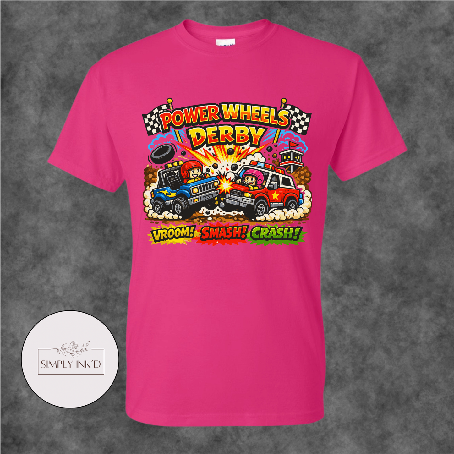 Tiny Tires, Big Crashes Power Wheels Derby Tee