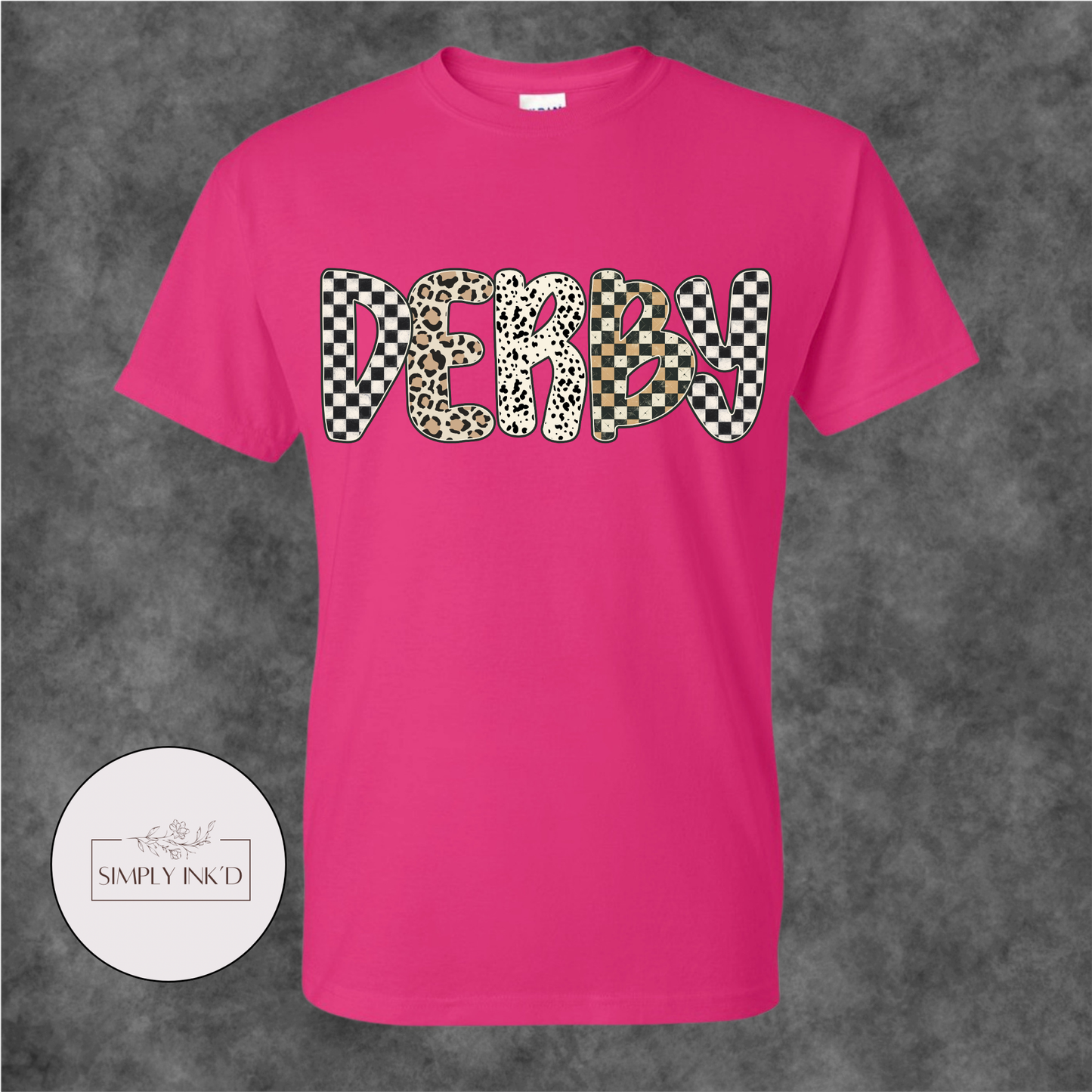 Derby Checkered & Leopard Graphic Tee