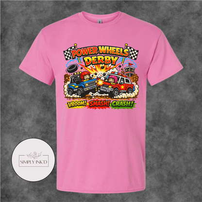 Tiny Tires, Big Crashes Power Wheels Derby Tee