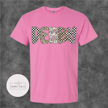 Derby Checkered & Leopard Graphic Tee