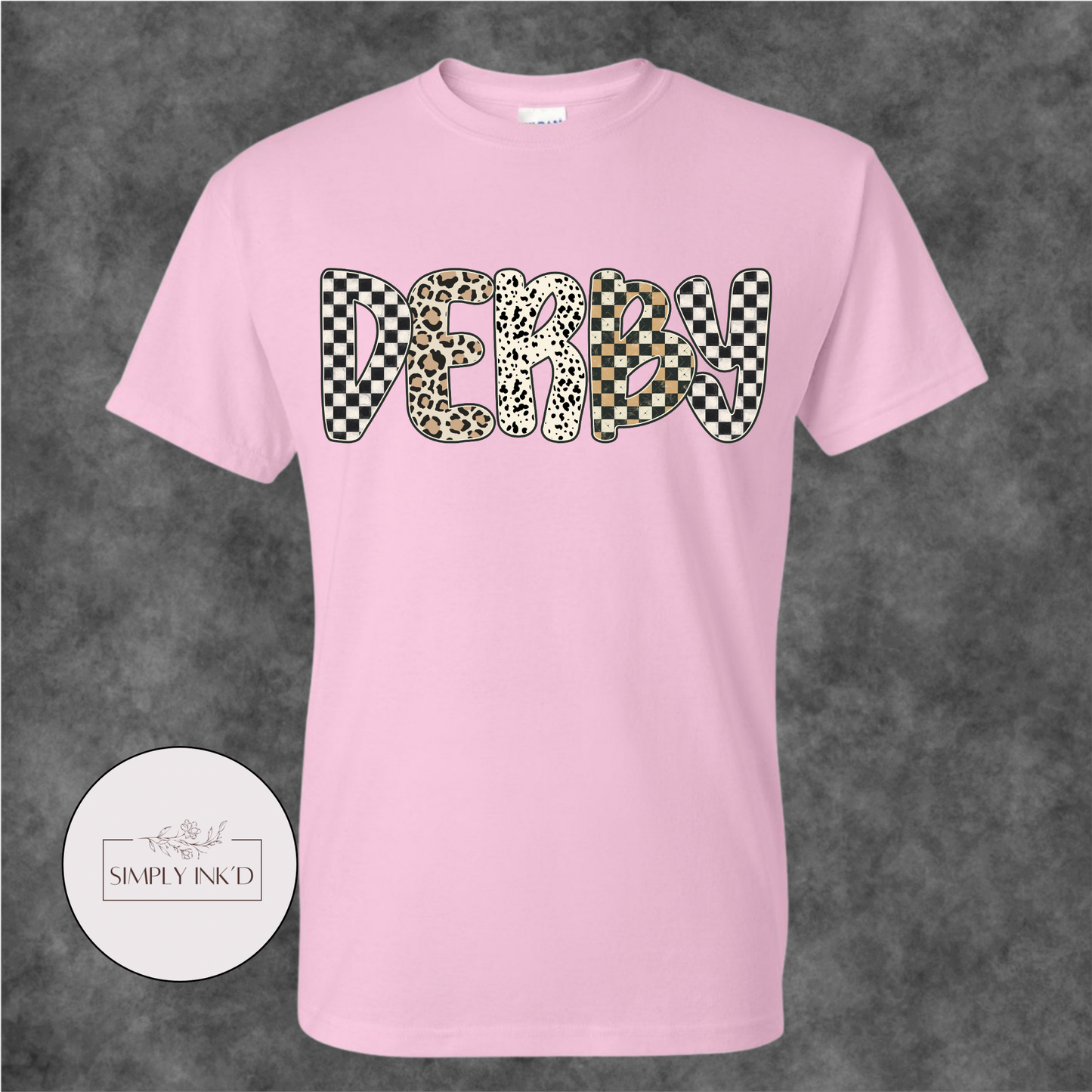 Derby Checkered & Leopard Graphic Tee