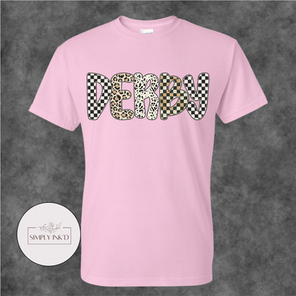 Derby Checkered & Leopard Graphic Tee