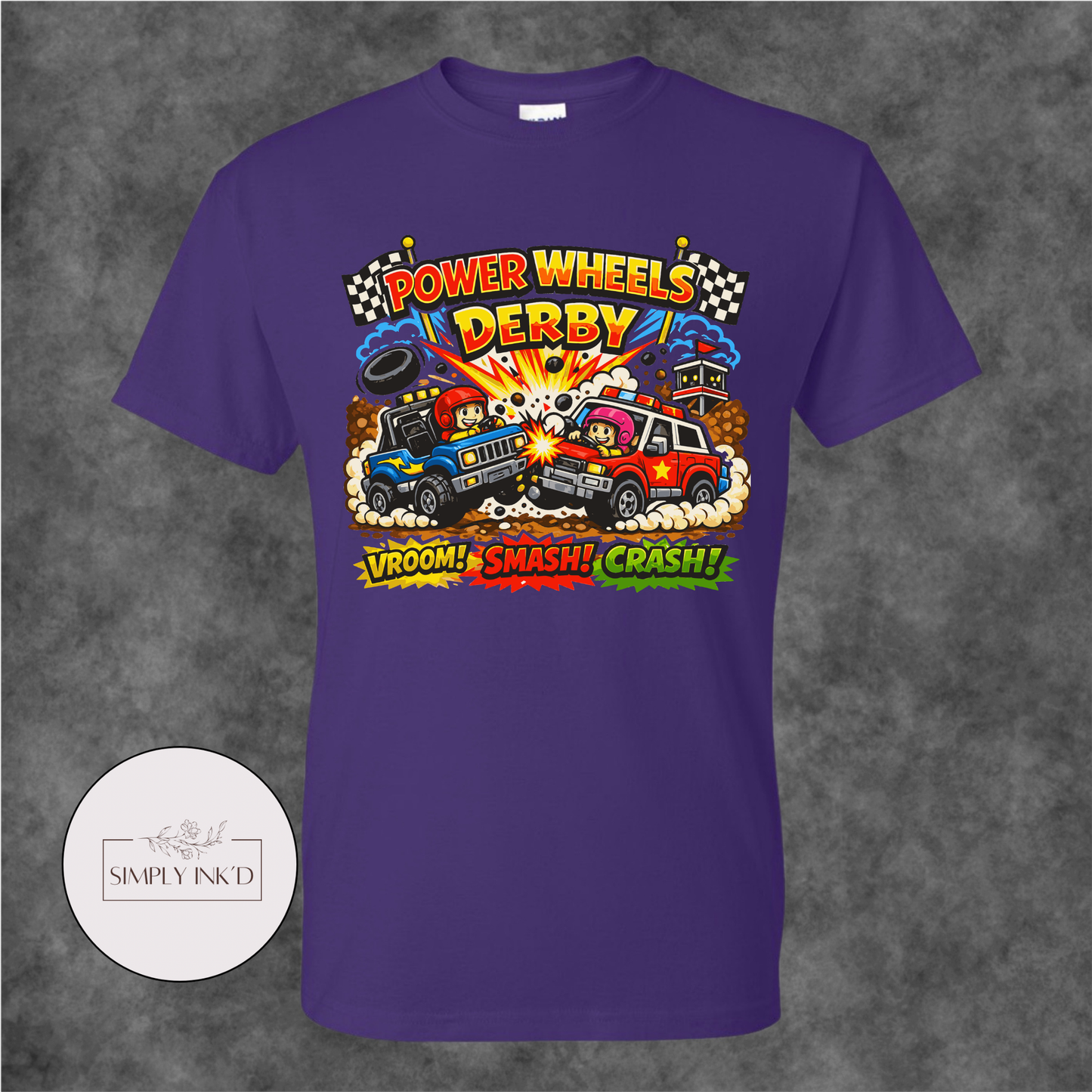 Tiny Tires, Big Crashes Power Wheels Derby Tee
