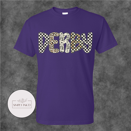 Derby Checkered & Leopard Graphic Tee