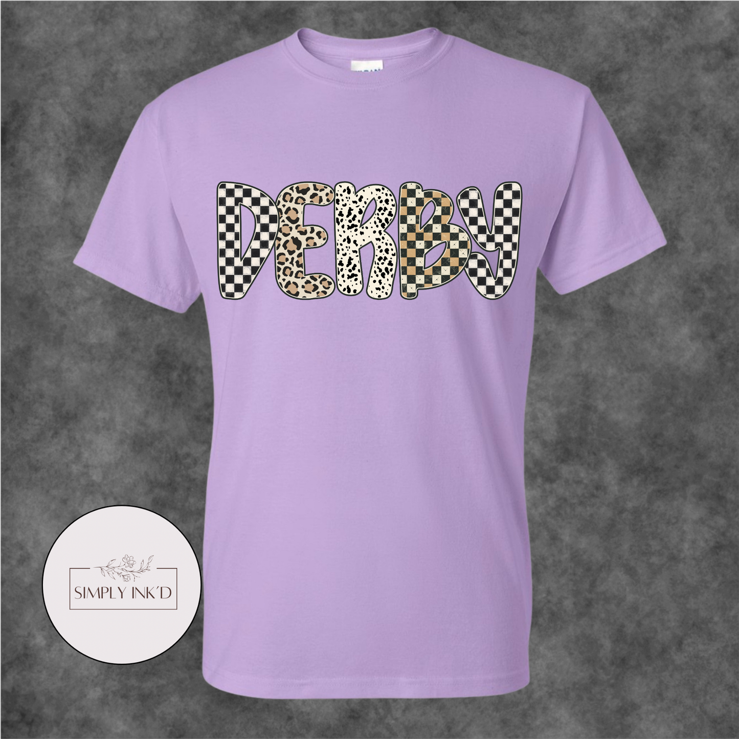 Derby Checkered & Leopard Graphic Tee