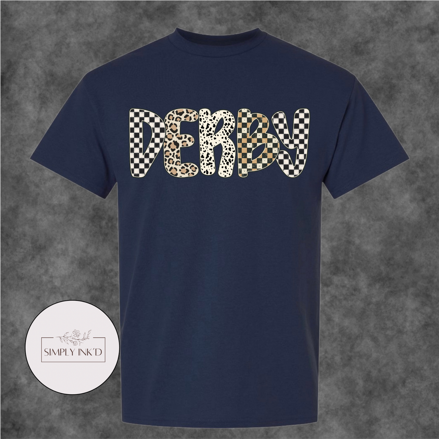 Derby Checkered & Leopard Graphic Tee