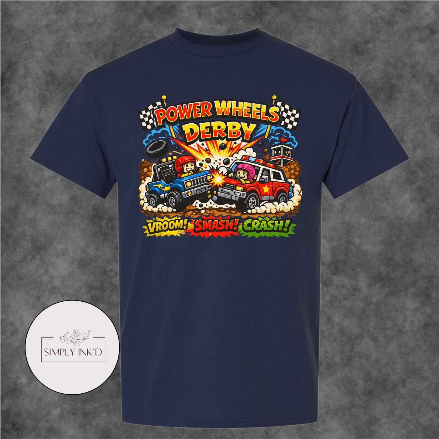 Tiny Tires, Big Crashes Power Wheels Derby Tee
