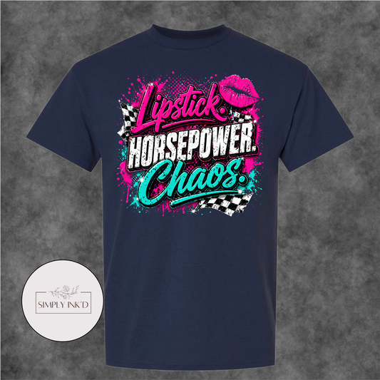 Lipstick, Horsepower & Chaos Graphic Tee