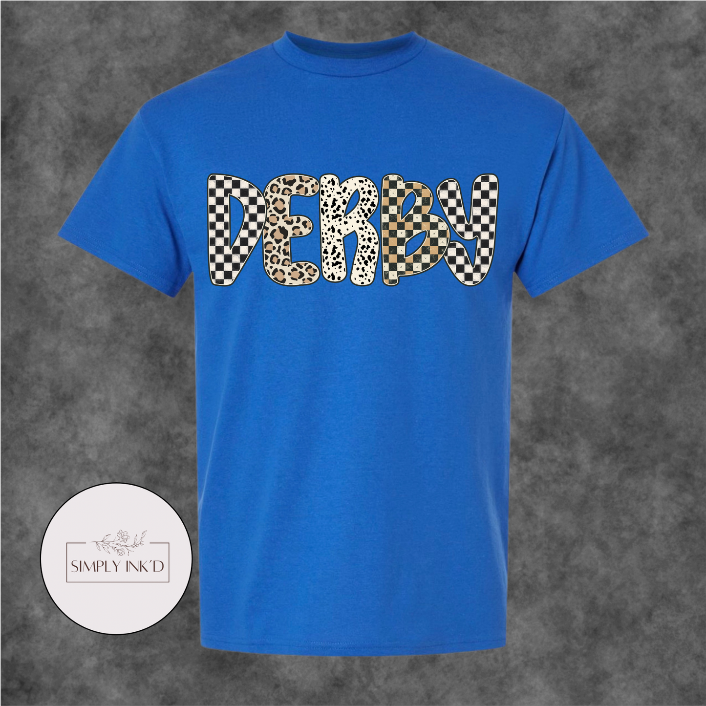 Derby Checkered & Leopard Graphic Tee