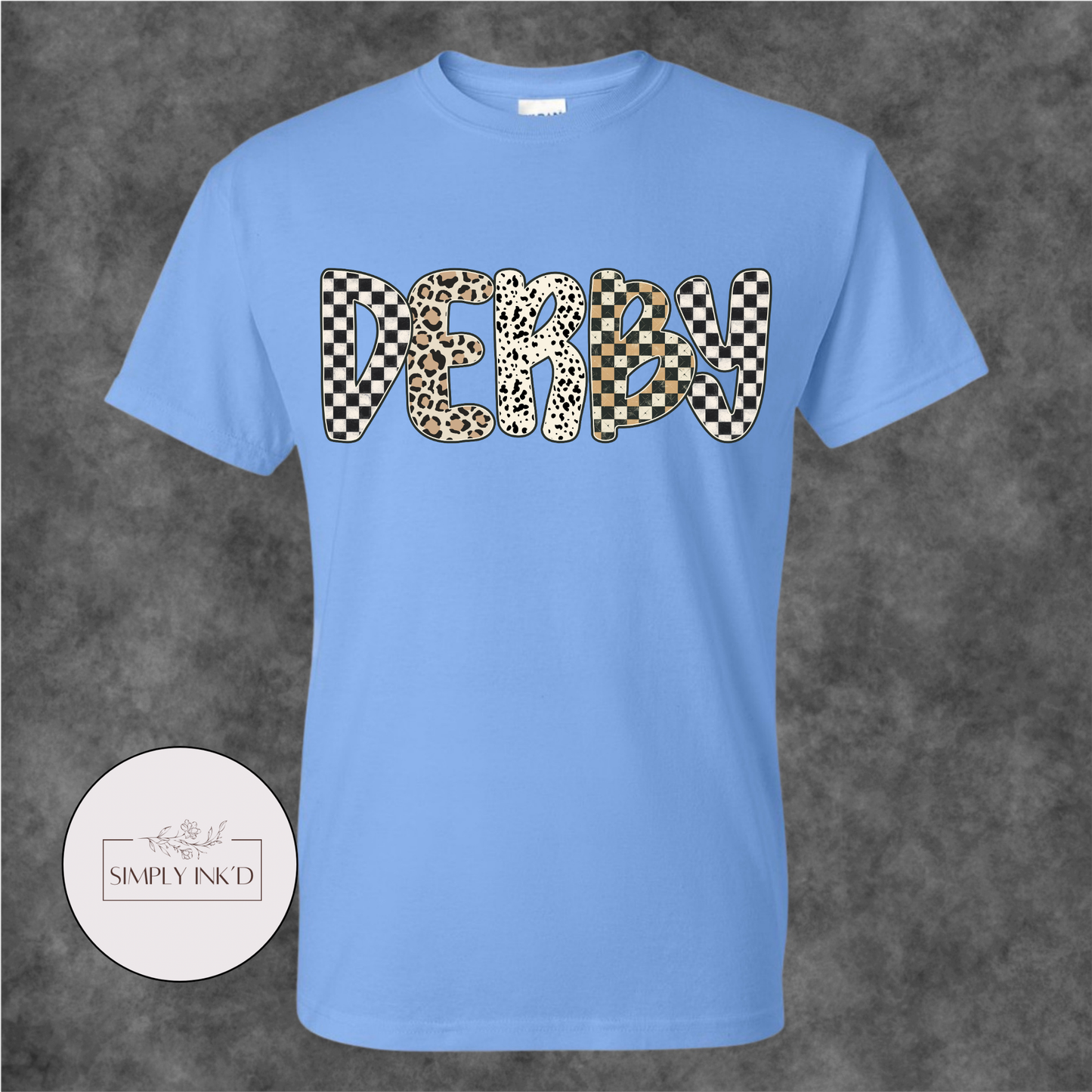Derby Checkered & Leopard Graphic Tee
